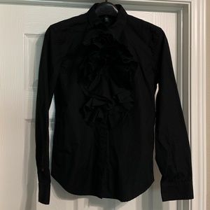 Lauren black, ruffled blouse